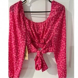 Vibrant Pink Heart Crop Top